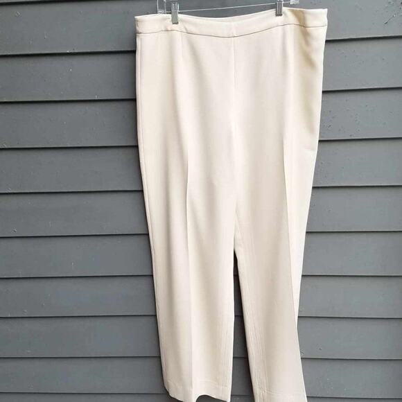 Kasper Tan Lightweight Ruffle Collar Pants Suit Size 16 - Picture 9 of 12